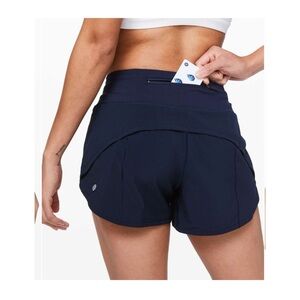 Lululemon speed up shorts updated fit navy blue 12 tall